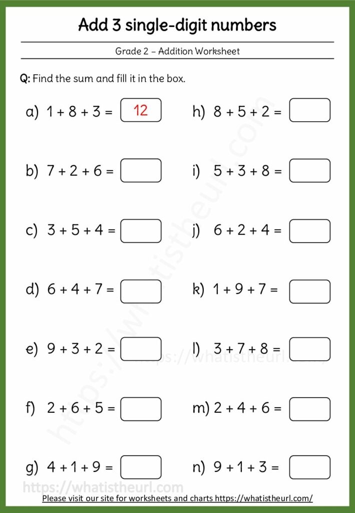 Adding 3 Single digit Numbers Worksheet 03 Your Home Teacher