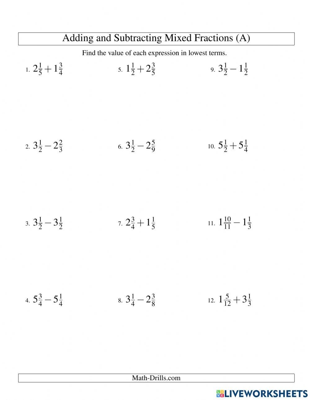 add mixed numbers with like denominators worksheet