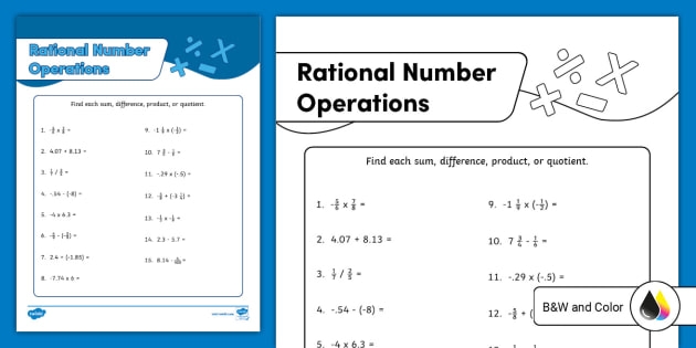 Adding And Subtracting Rational Numbers Using Properties Worksheet 