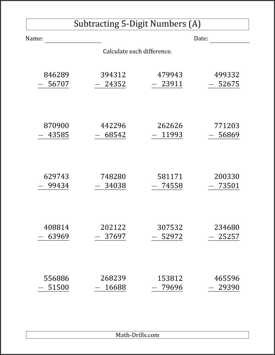 adding and subtracting whole numbers worksheets pdf