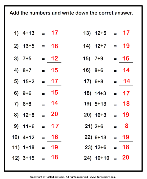 adding two digit numbers worksheets