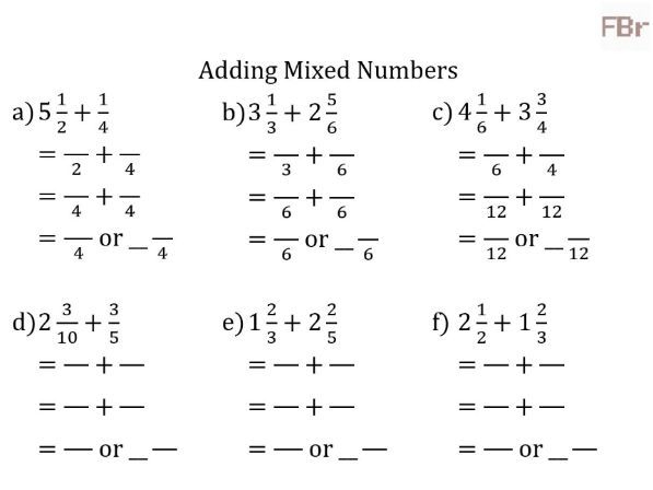 worksheets adding and subtracting mixed numbers