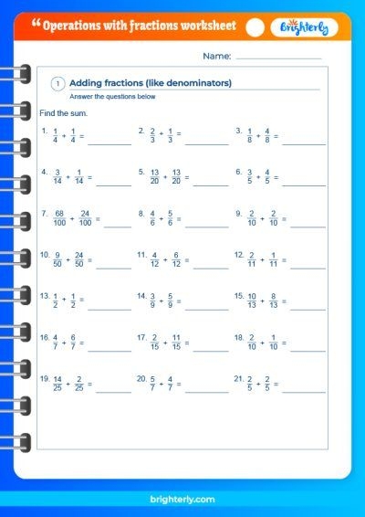 Adding Subtracting Multiplying And Dividing Fractions Worksheets 