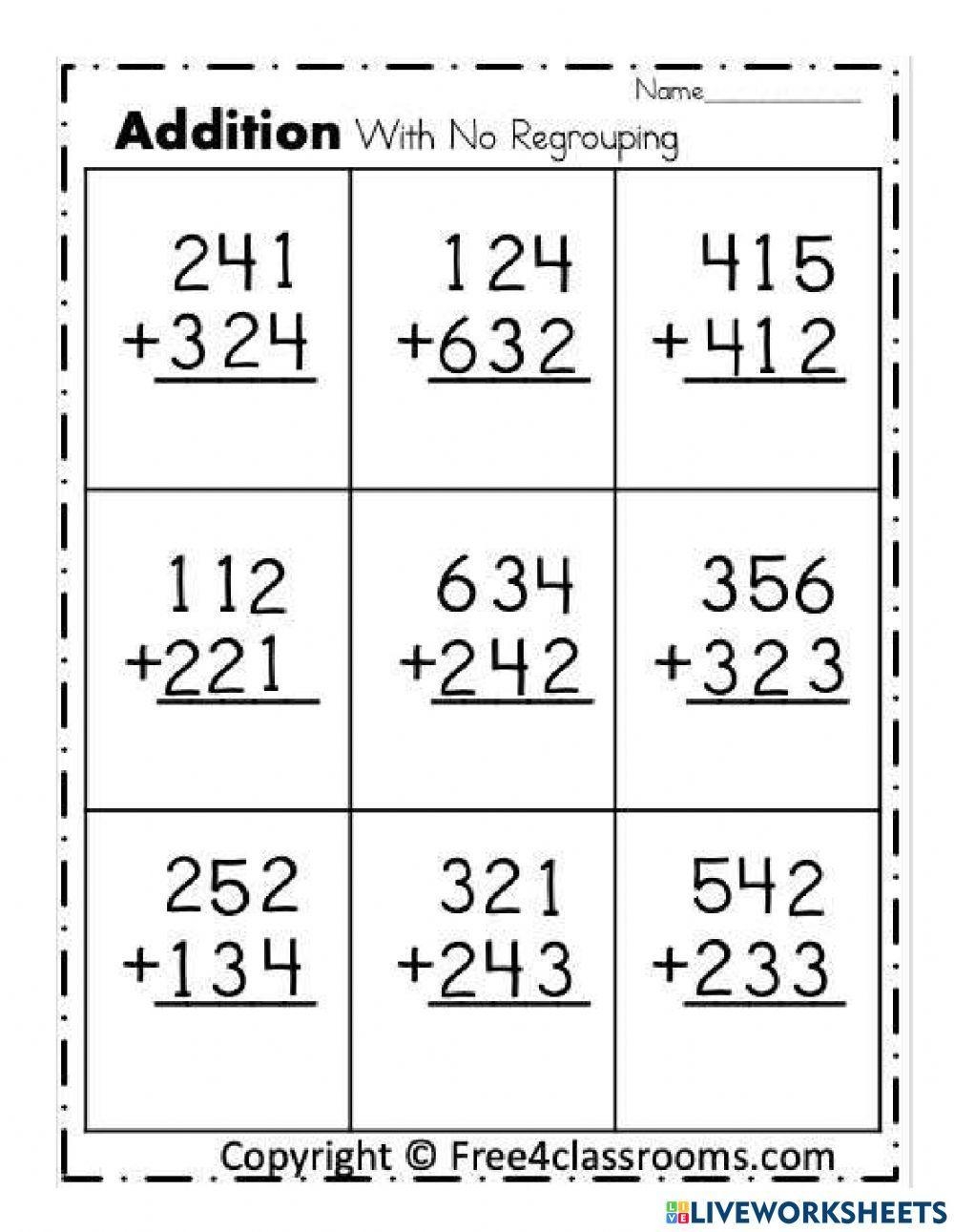 Adding Three digit Numbers Worksheet Live Worksheets Worksheets Library