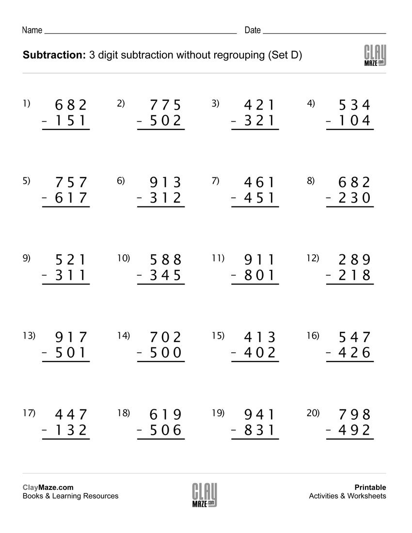 Adding Three Digit Numbers Worksheet