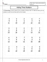 Adding Three Or More Single Digit Numbers Worksheets