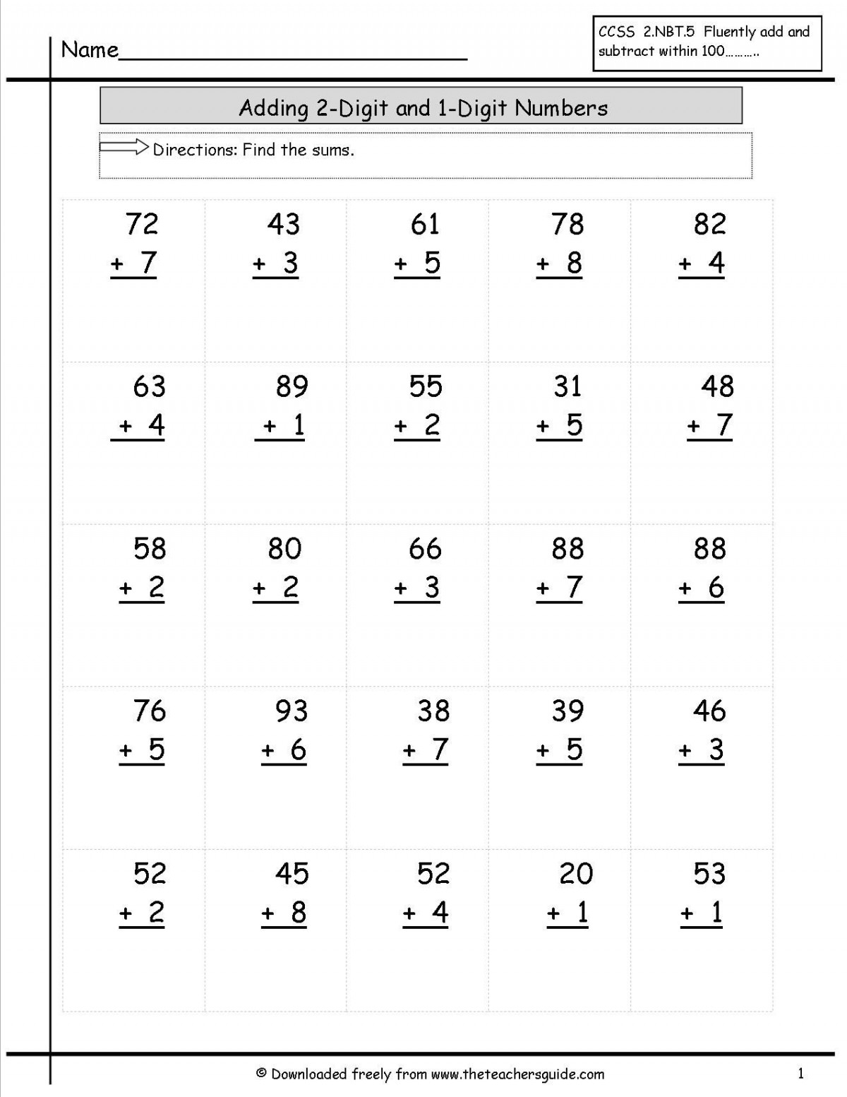 Adding Two Digit Numbers With Regrouping Worksheets Printable Word 