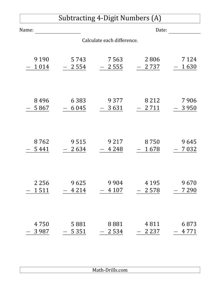 Addition And Subtraction Of Whole Numbers Worksheets Printable 
