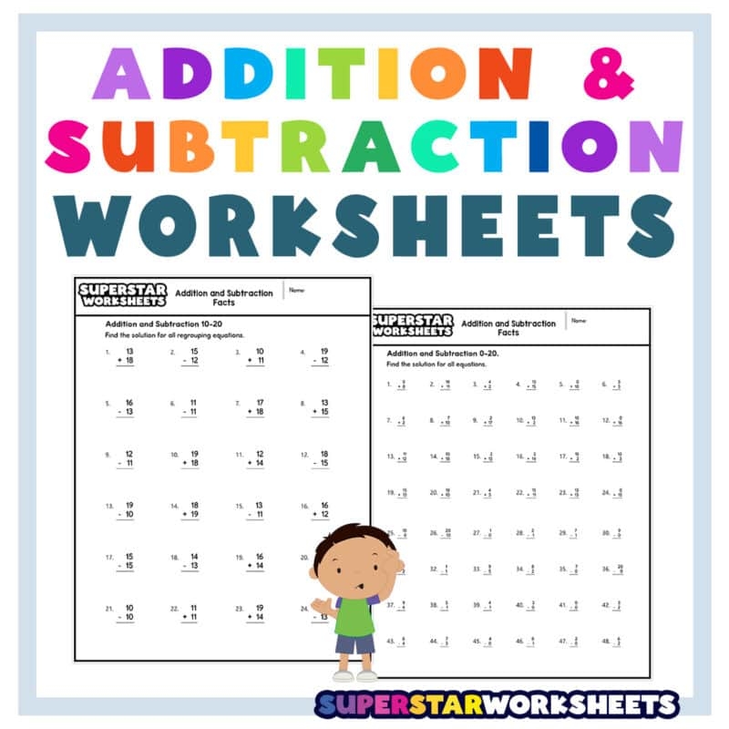 addition and subtraction of whole numbers worksheets