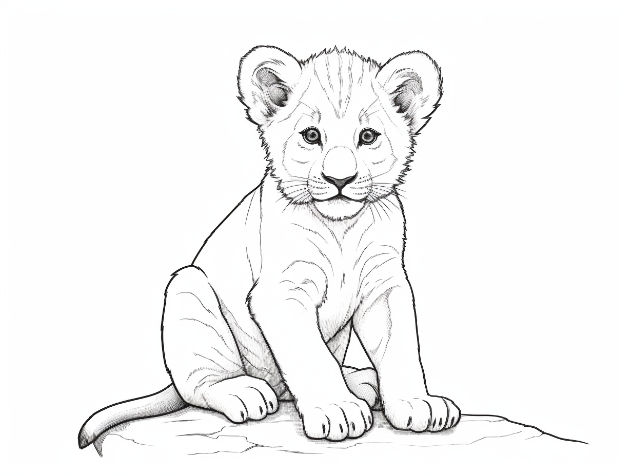 Adorable Lion Cub Coloring Coloring Page