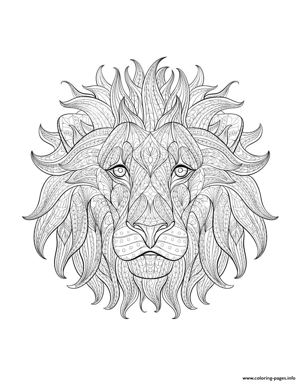 Adult Lion Head 3 Coloring Page Printable