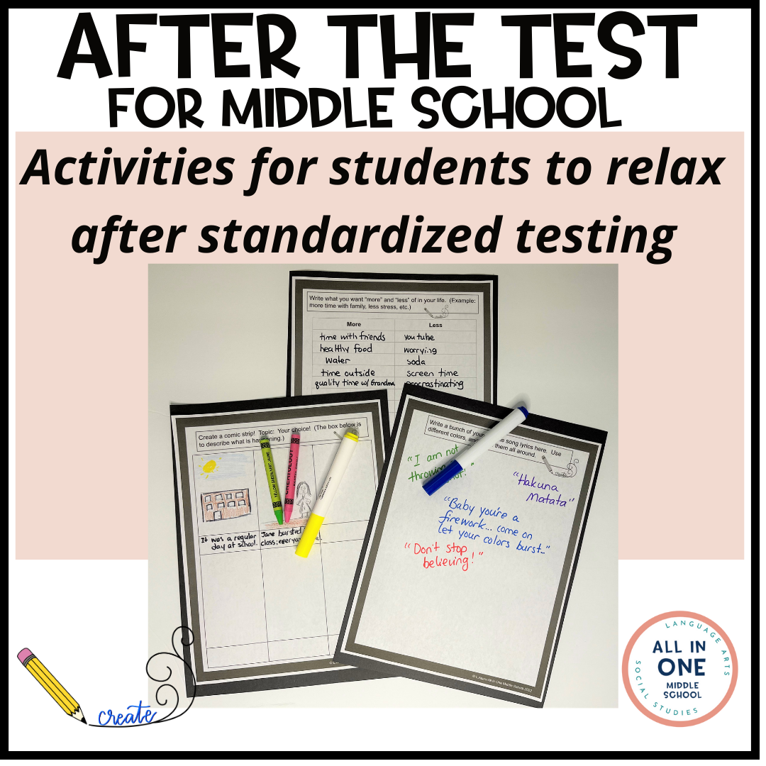 After Testing Printable Activities For Middle School Classful