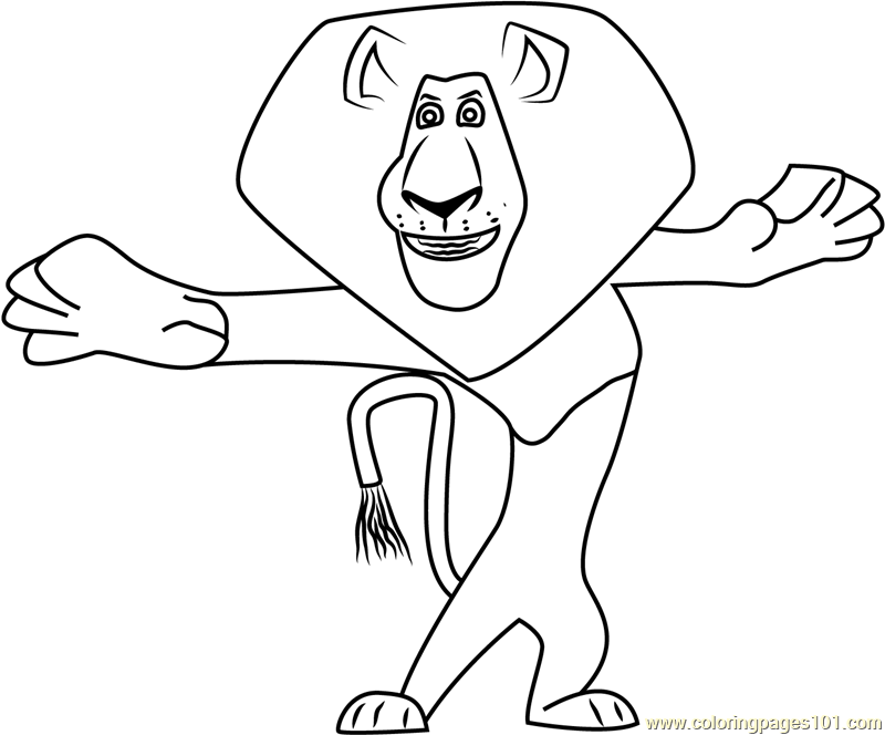 Alex The Lion Madagascar Coloring Pages Alex The Lion Coloring Page 
