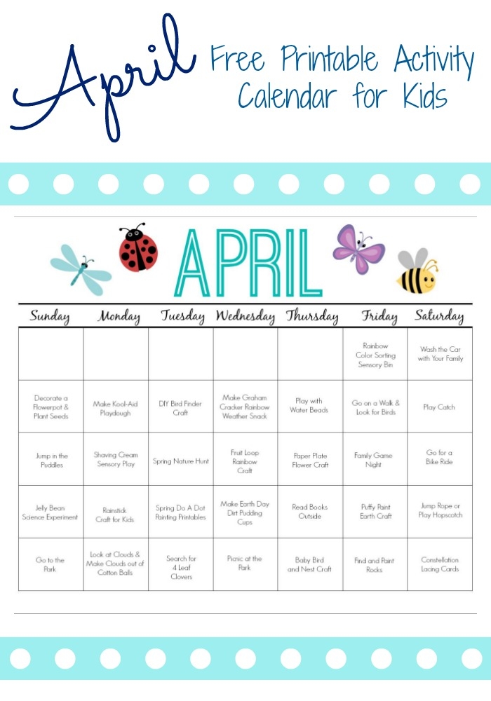 April Printable Activity Calendar For Kids The Chirping Moms