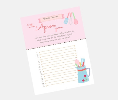 Apron Game Bridal Shower Games Magical Printable