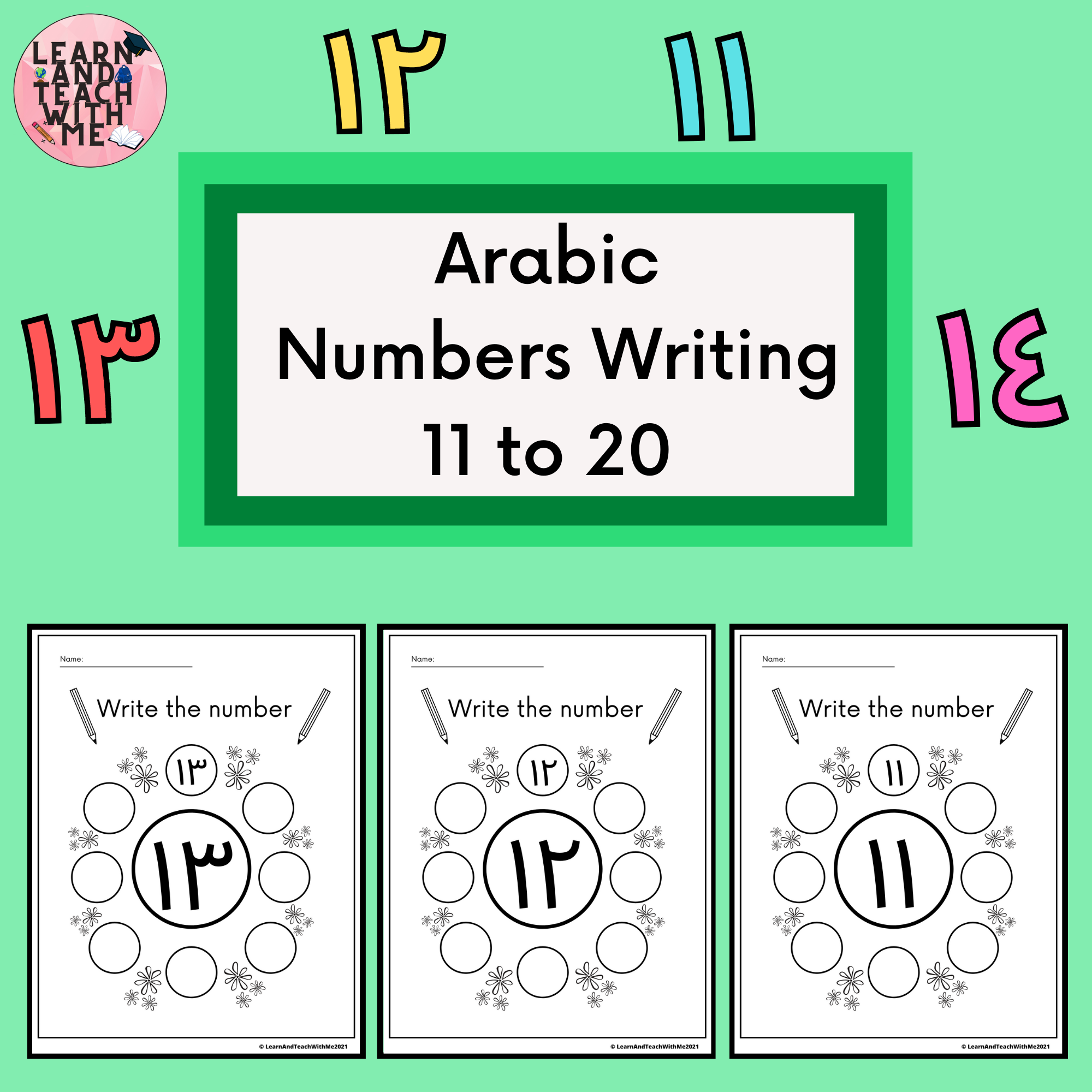 Arabic Numbers 11 20 Writing Worksheets Made By Teachers