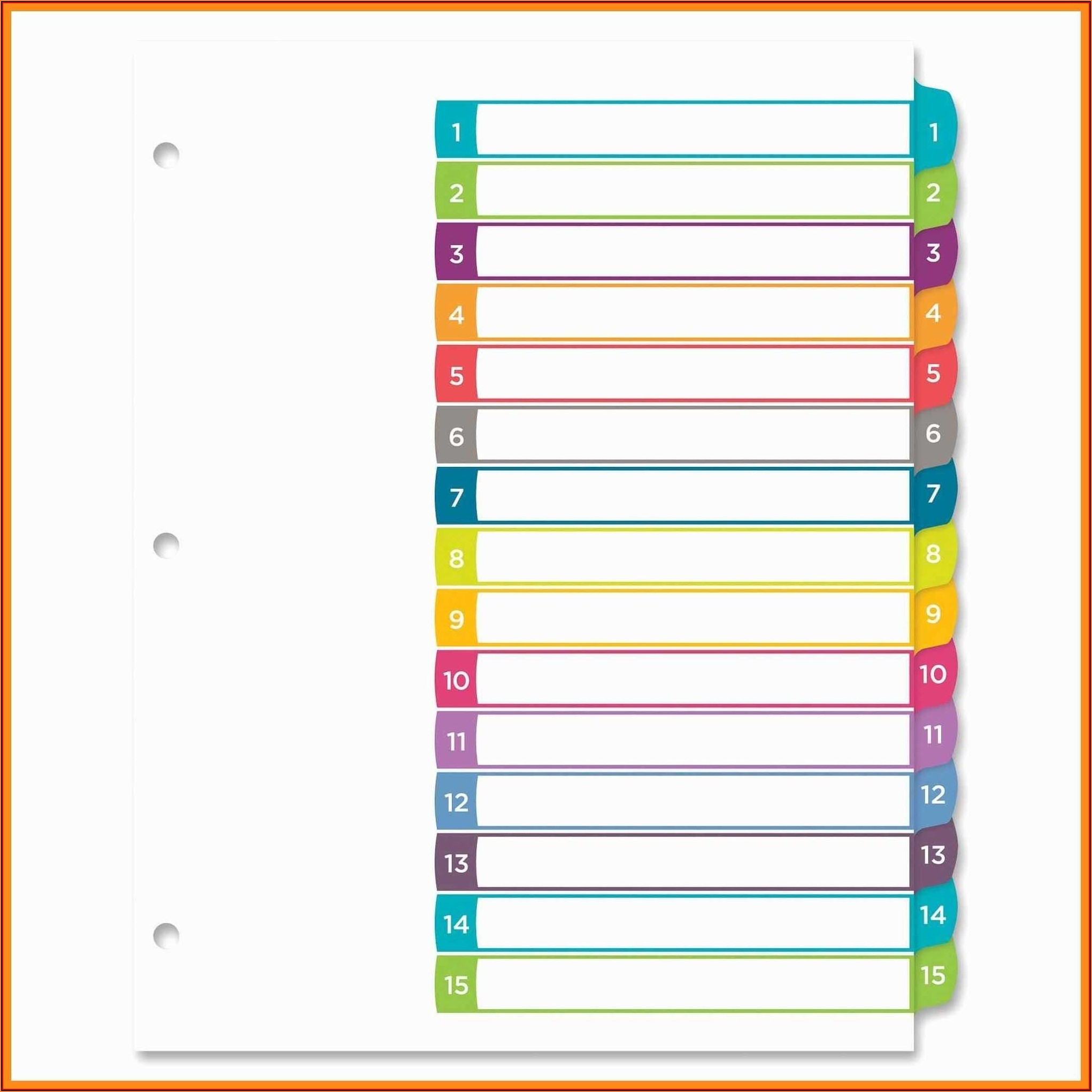 Avery Printable Divider Tabs Template Template 1 Resume Examples 