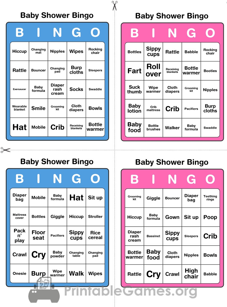 free printable bingo game for baby shower