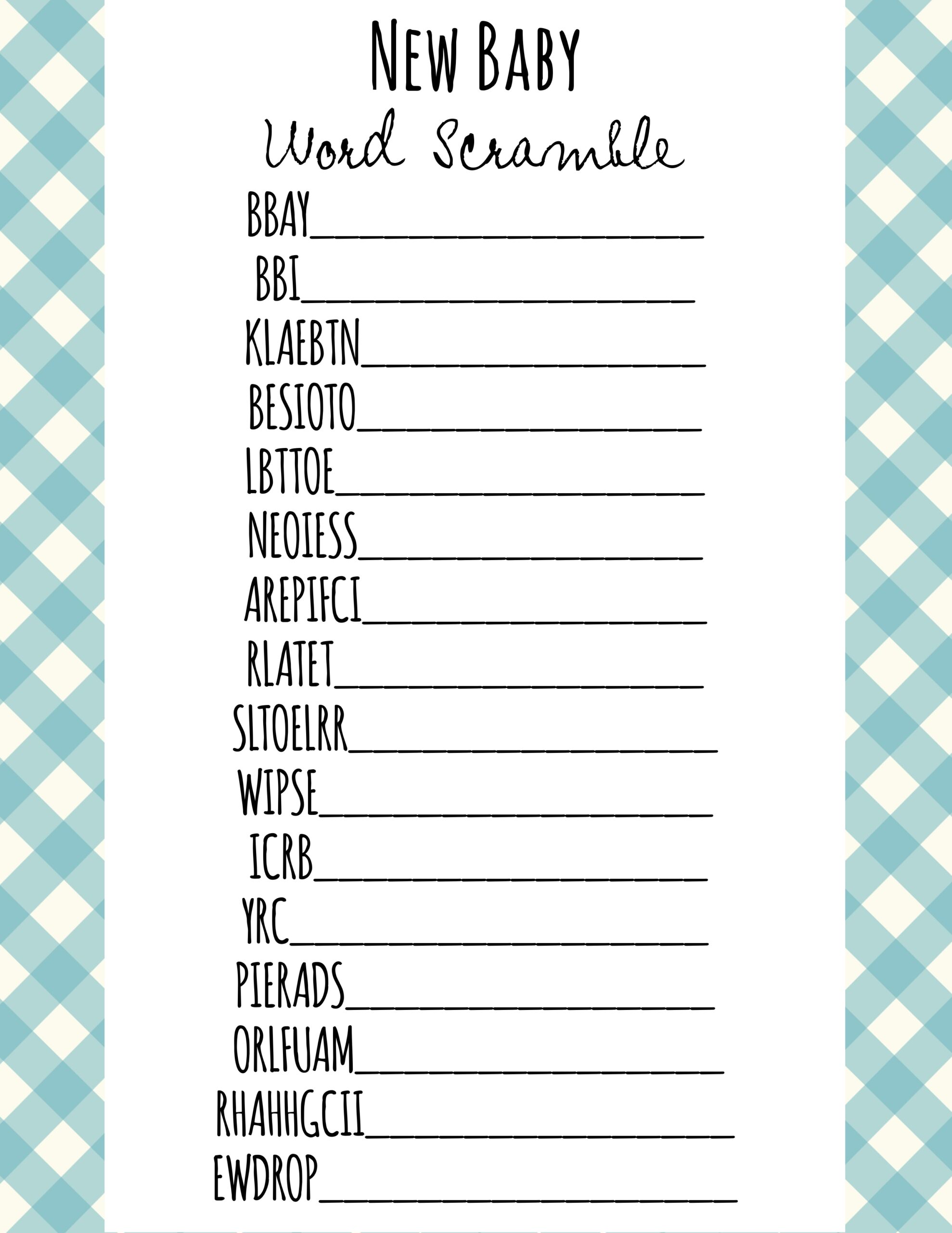 free printable boy baby shower games with answer key