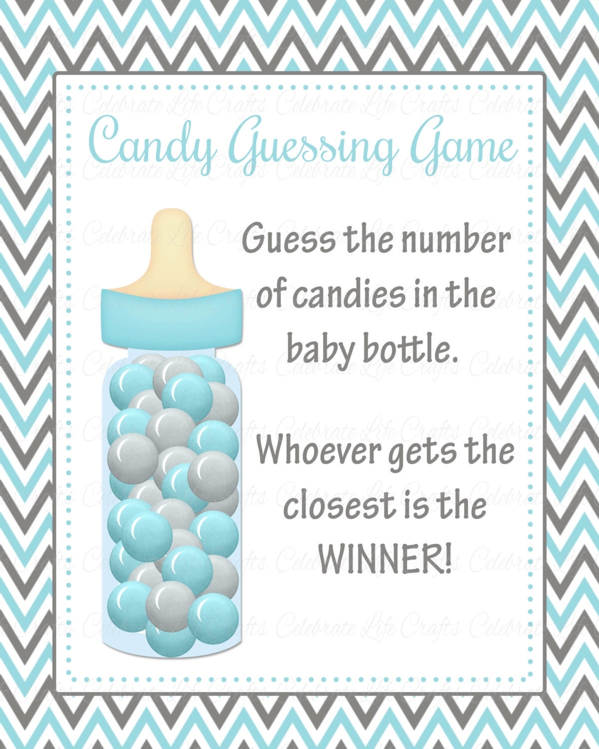 Baby Shower Printable Game Candy Bottle Guessing Game Sign Etsy