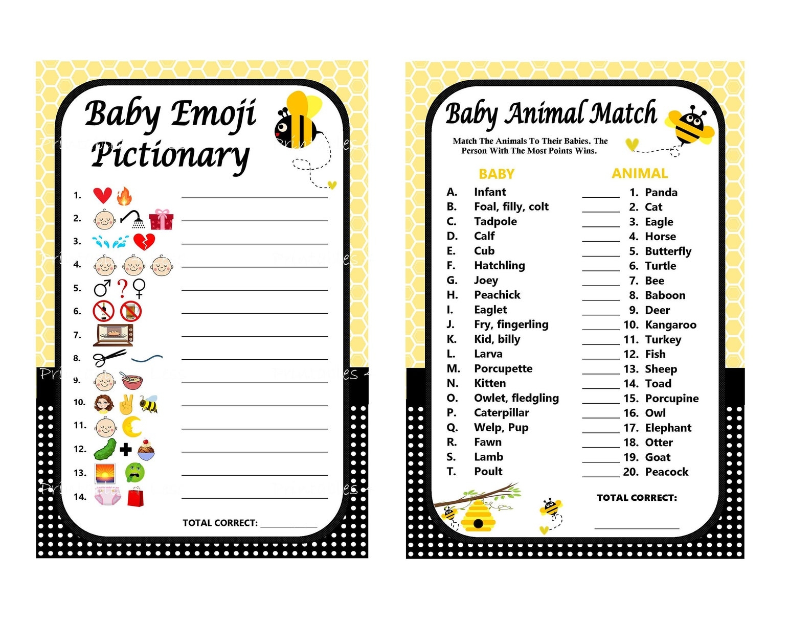 Bee Theme Baby Shower Games Printable Bumble Bee Baby Shower Etsy Hot 