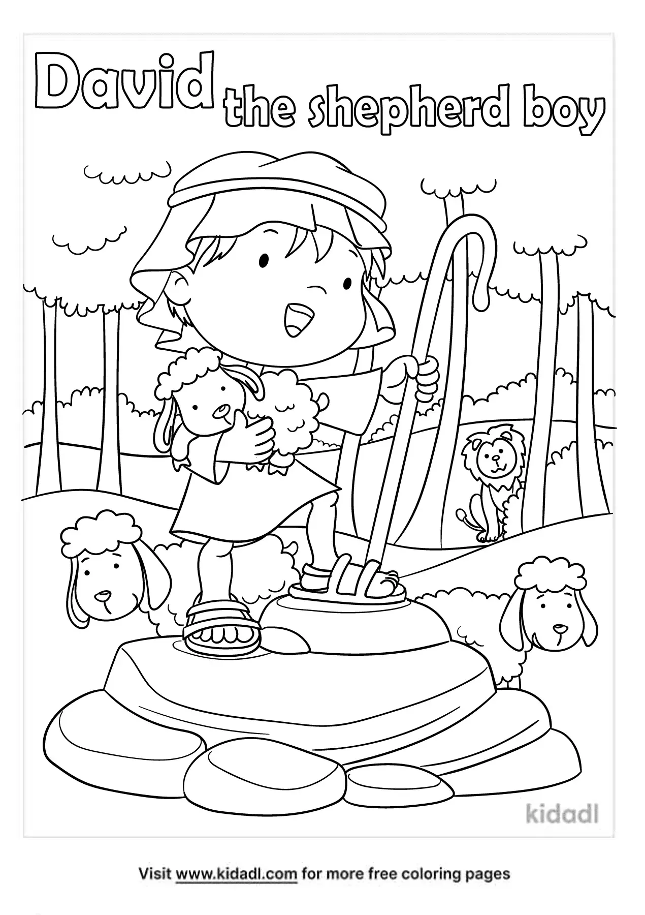 david and the lion and the bear coloring sheet