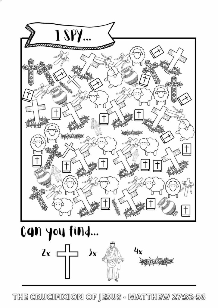 Bible Themed I SPY Printable Activity Sheets PDF Download Free 
