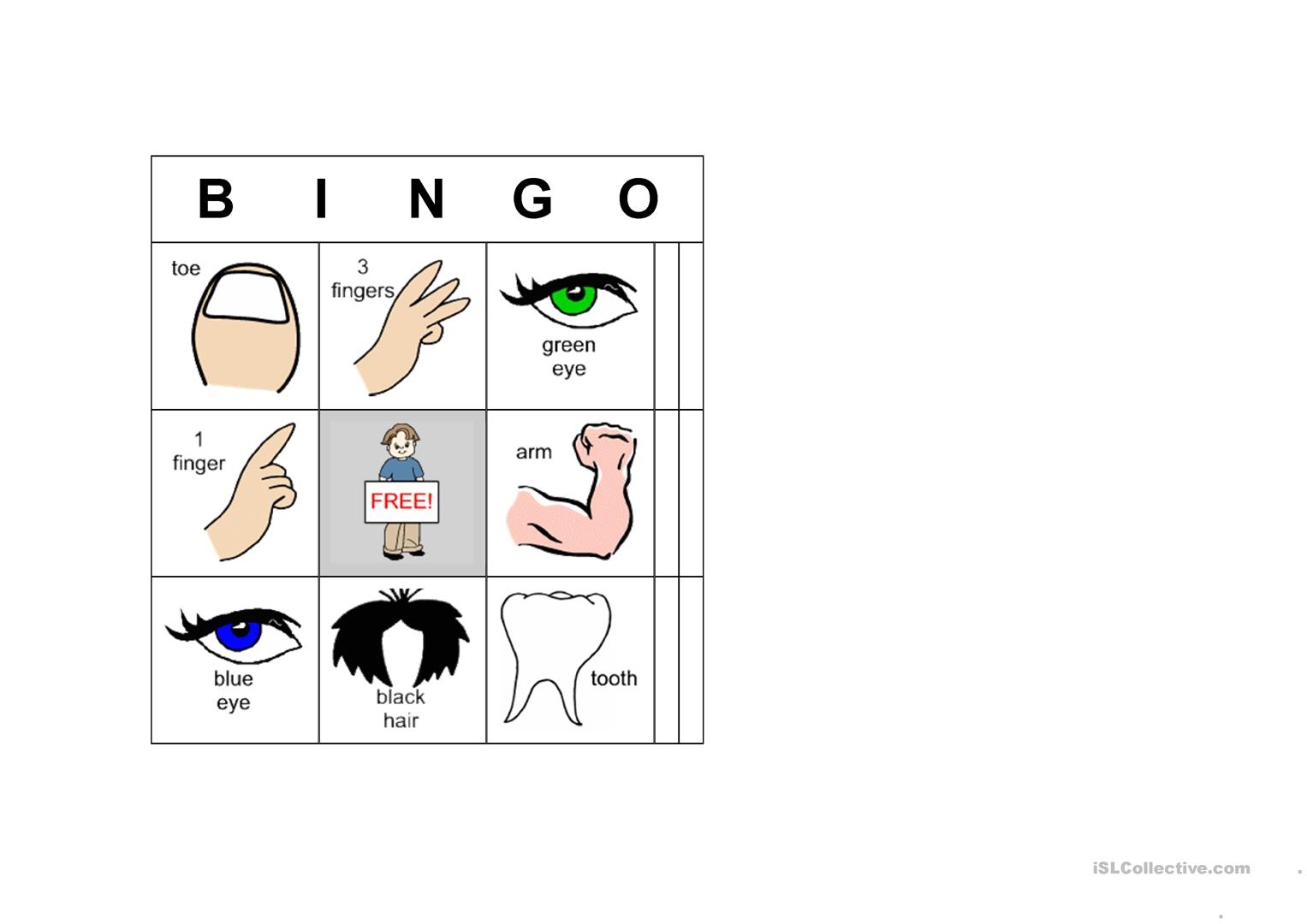 Bingo Body Parts English Esl Worksheets For Distance Printable