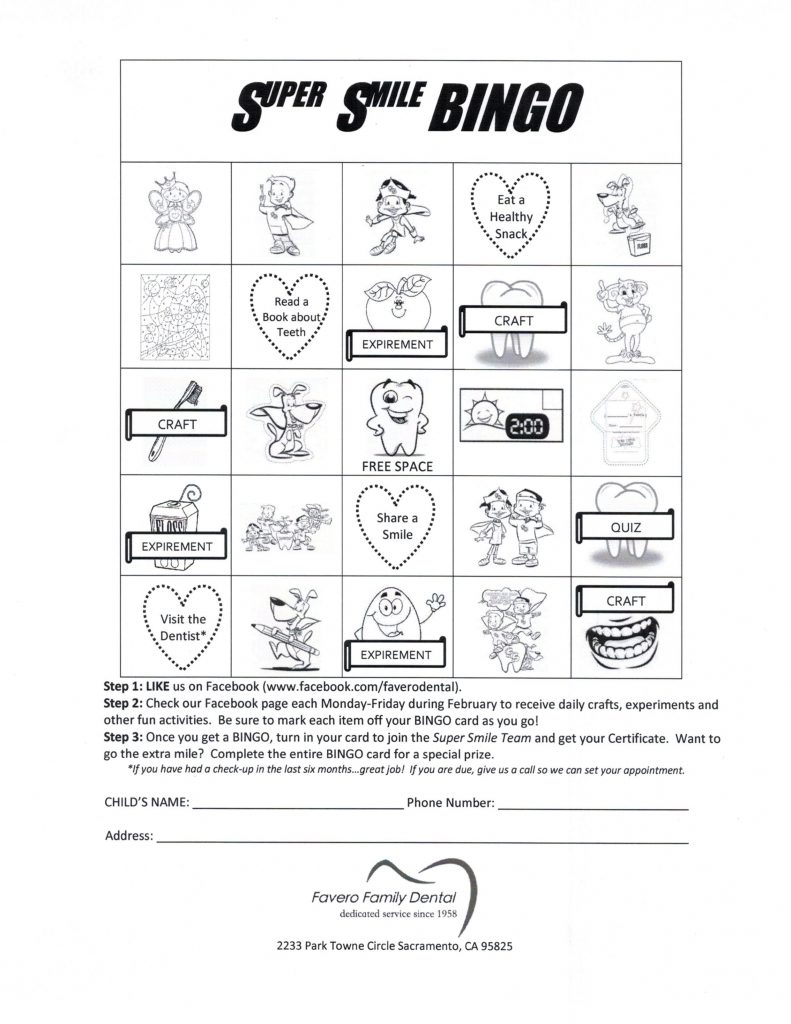 Bingo Card Childrens Dental Health Month Childrens Dental 