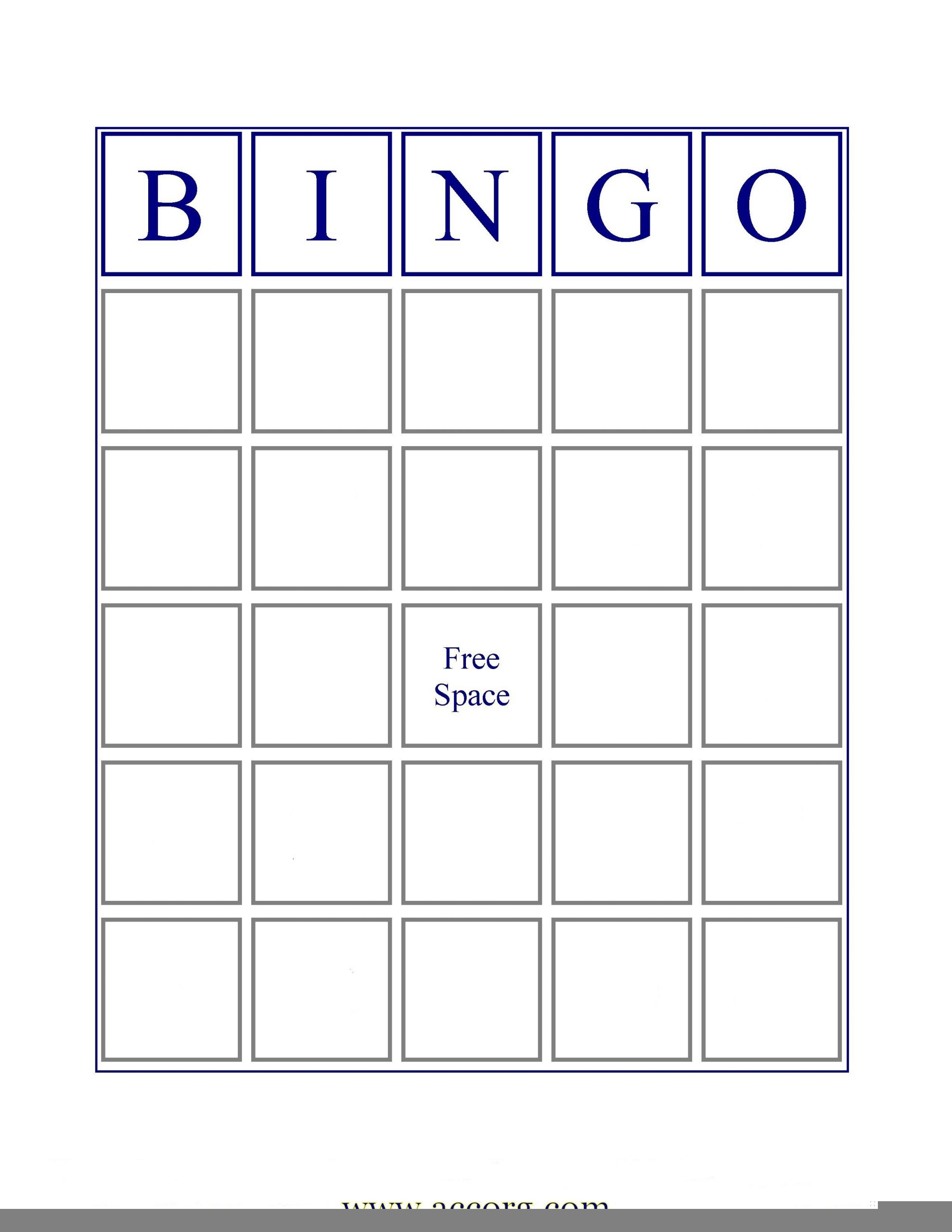 Bingo Card Template Printable