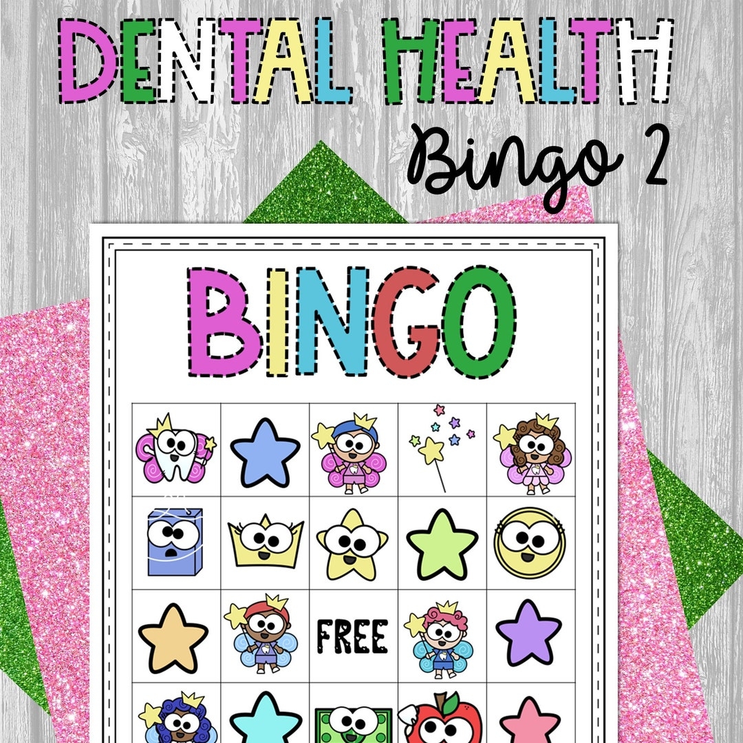 Bingo Cards Printable Tooth Game Dental Health Month Bingo Digital 