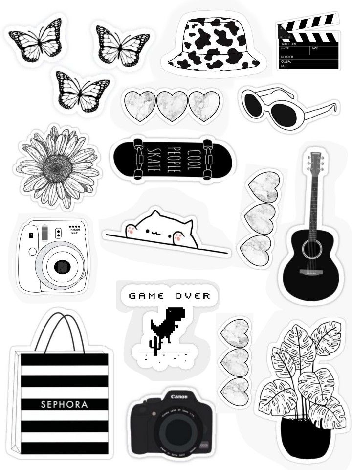 Black And White Printable Stickers Printable New Year Banners