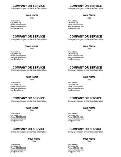 Blank Business Card Template Free Printable
