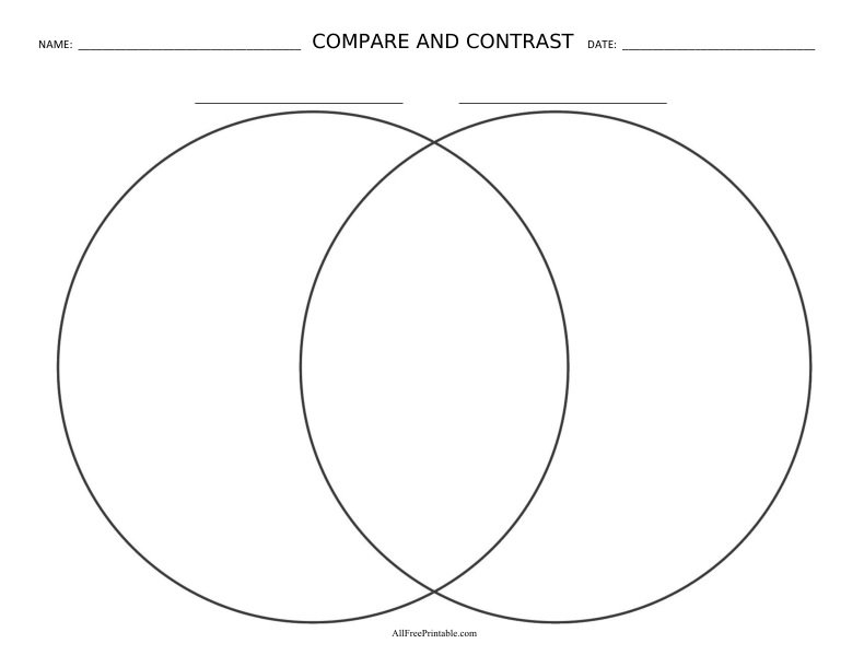 Blank Compare And Contrast Free Printable