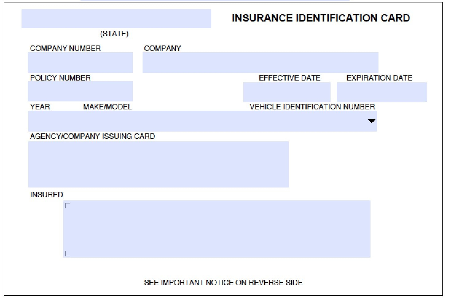 downloadable printable fillable fake car insurance card template