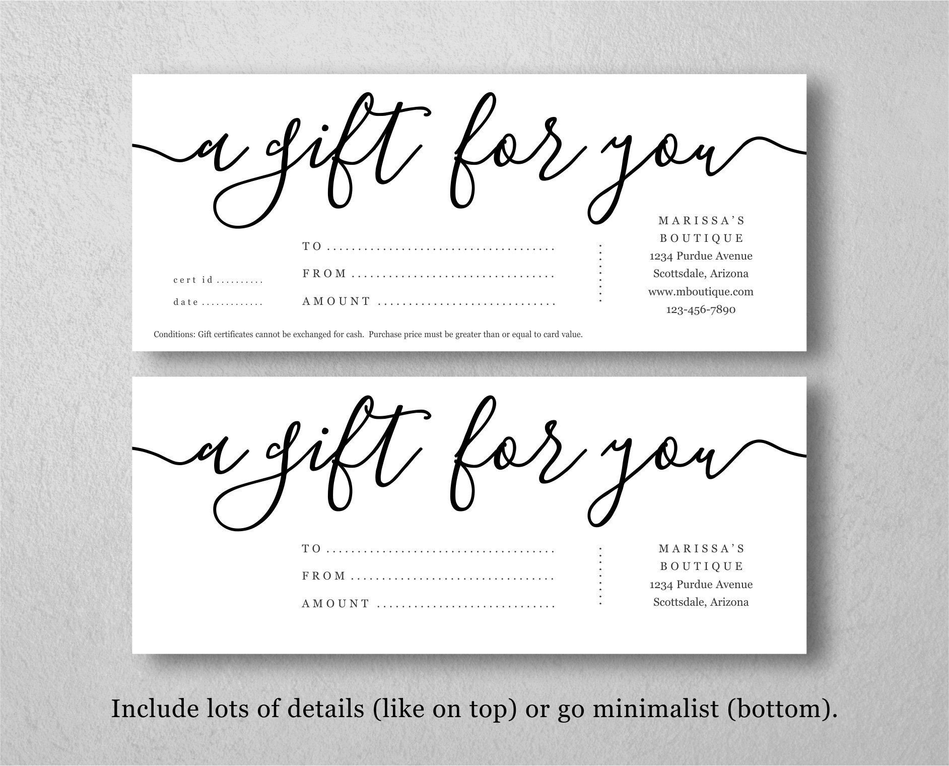 printable gift card template word