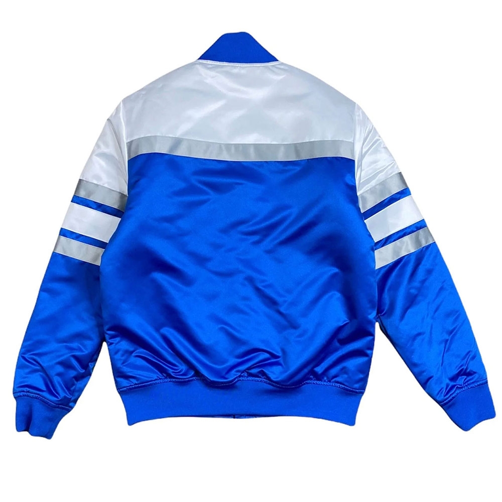 Blue White Satin Heavyweight Detroit Lions Special Script Jacket 
