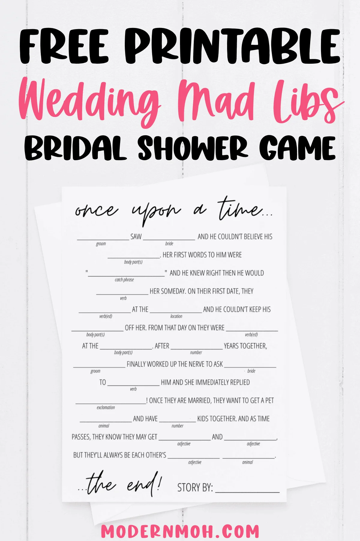 free printable bridal shower mad libs game