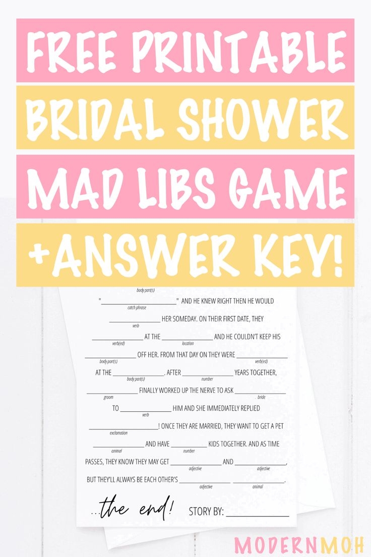 Bridal Shower Mad Libs Free Printable Simply Download And Print Them On 