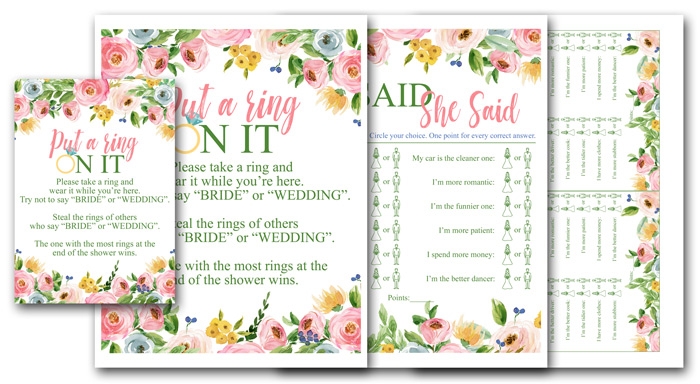 Bridal Shower Ring Game Sign Free Printable Included Get Your Guests 