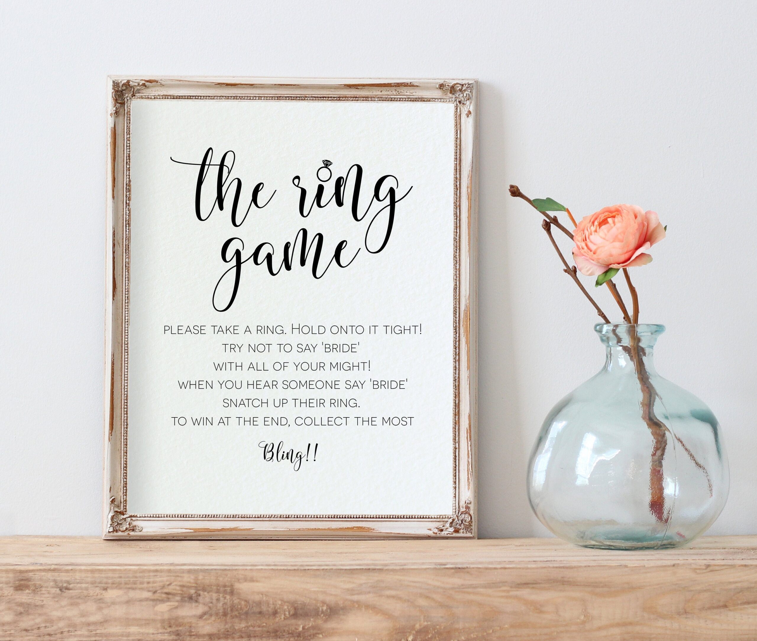Bridal Shower Ring Game Sign Free Printable Included Get Your Guests 