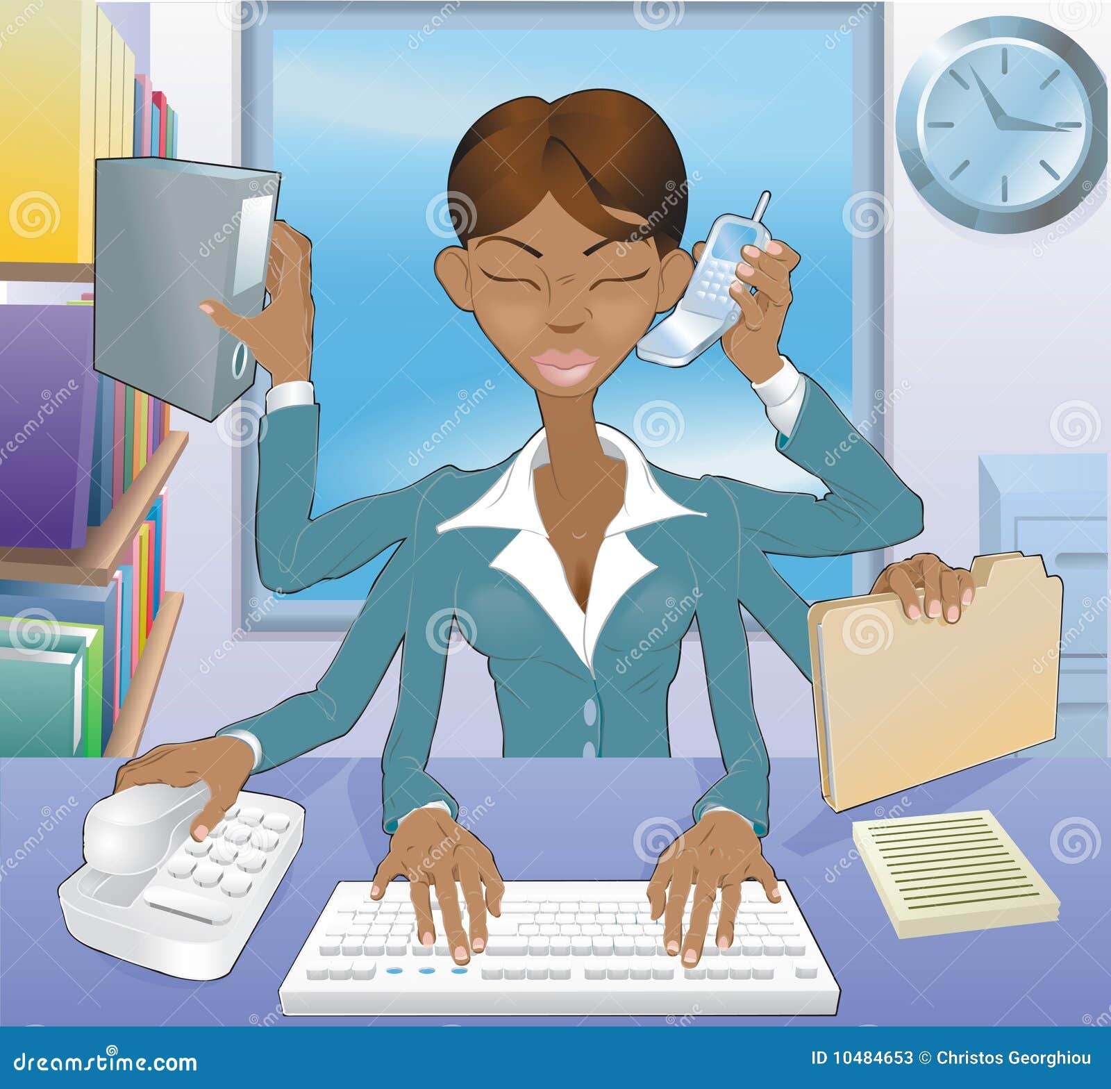 Business Woman Multi tasking Cartoon Vector CartoonDealer 10484653
