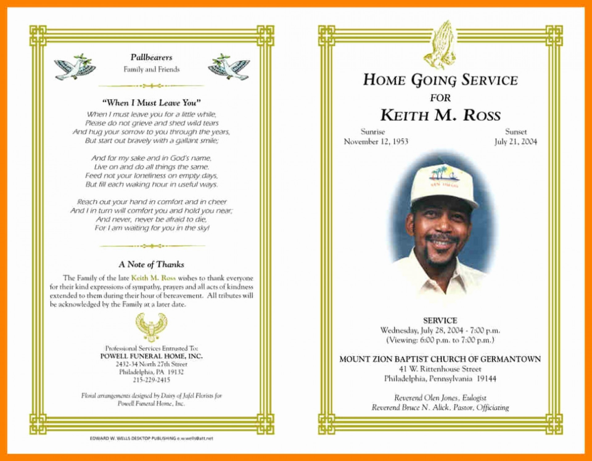 Butterfly Memorial Program Memorials Funeral Memorial Memorial 