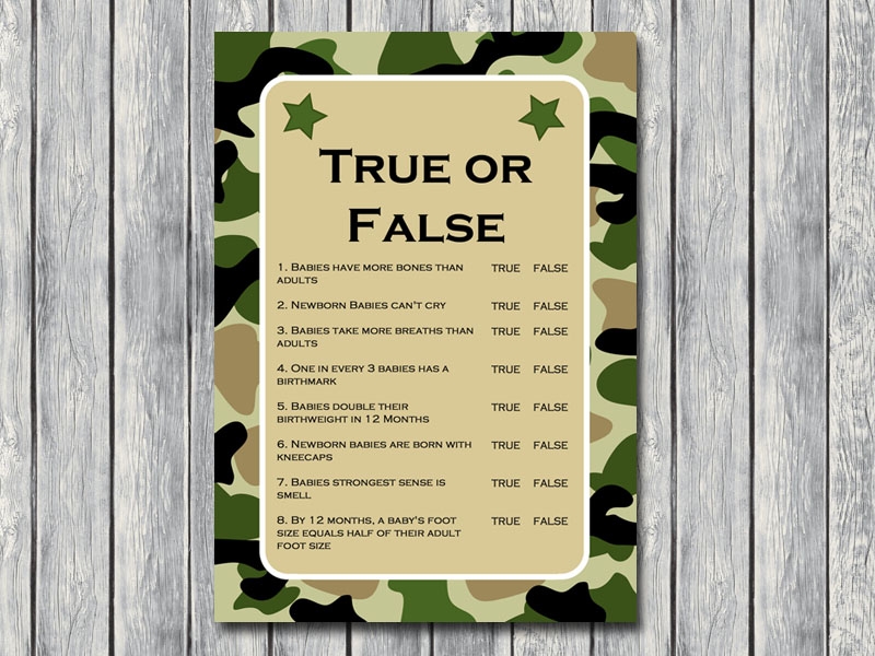 Camo Baby Shower Game Pack Printable Magical Printable