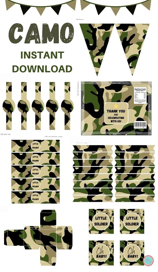Camo Baby Shower Printable Printabell Express