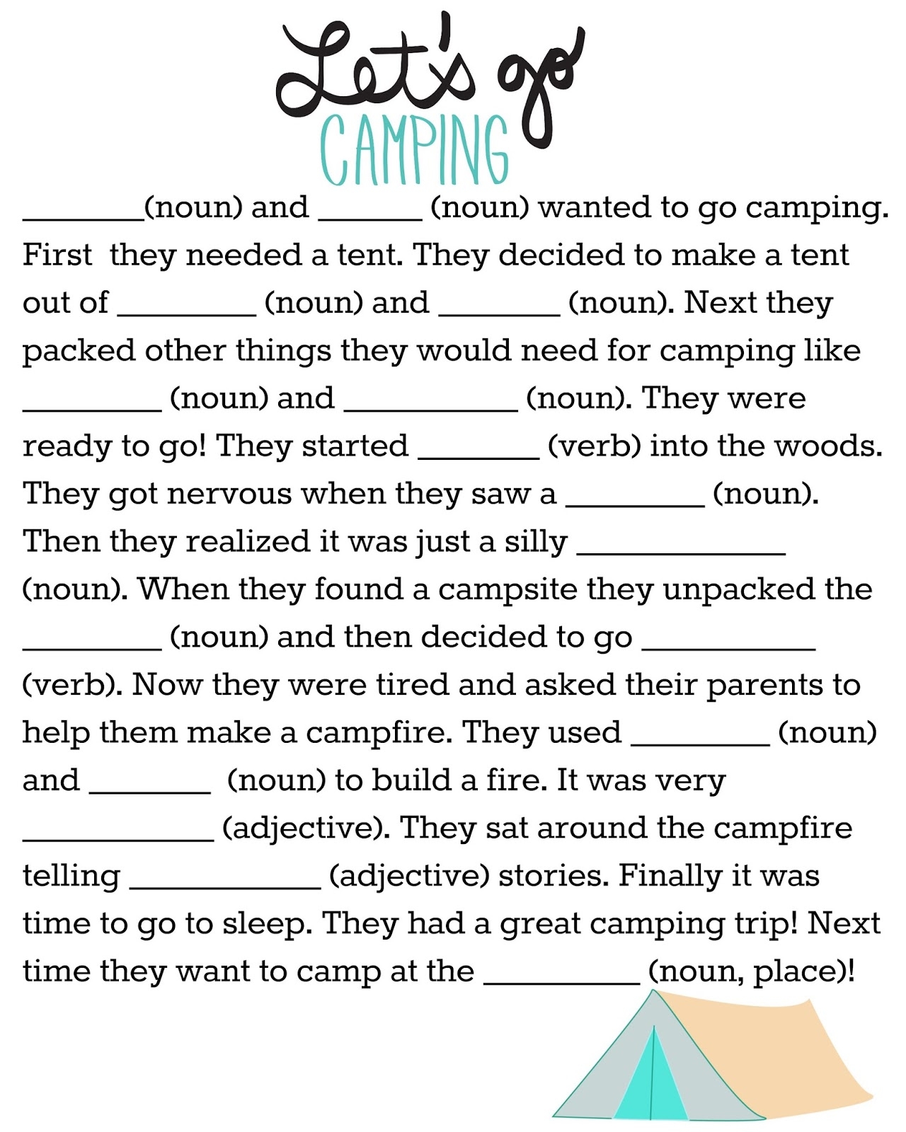 printable camping activities