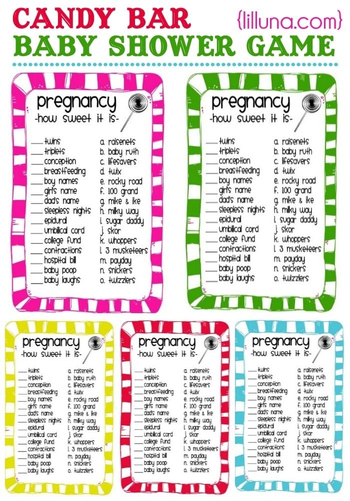 Candy Bar Shower Game PRINTABLE