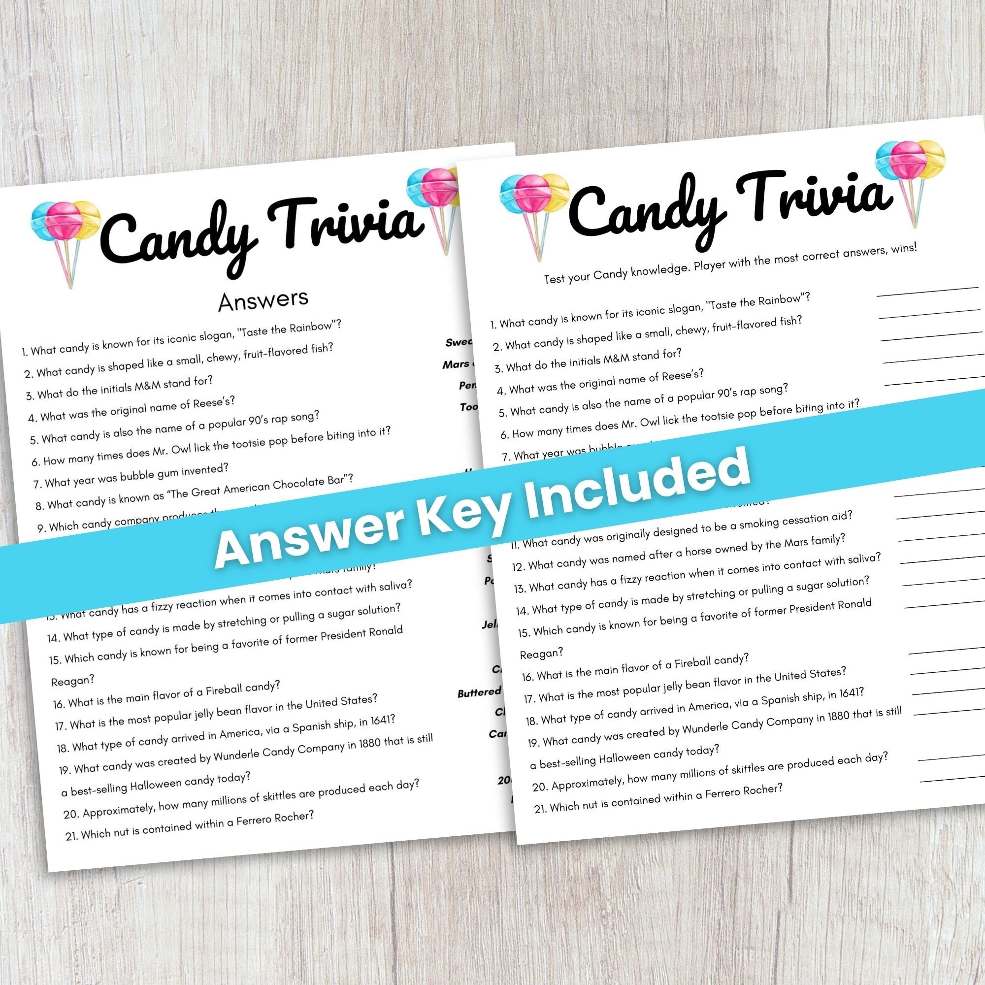 free printable candy trivia game