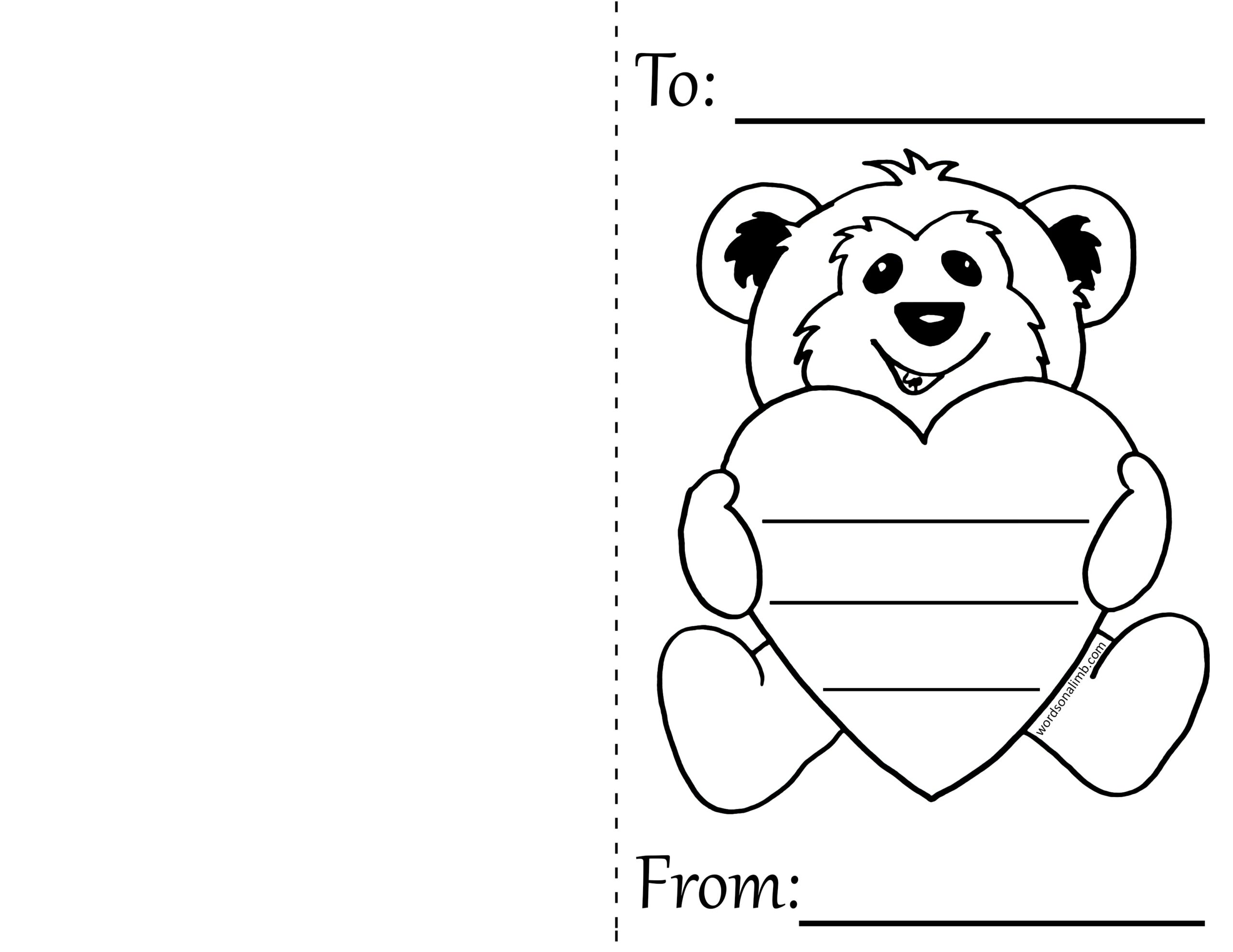 Card Template Foldable Printable Valentines Day Cards To Color