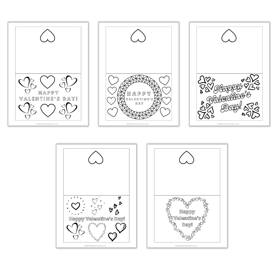 Card Template Foldable Printable Valentines Day Cards To Color
